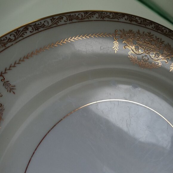 Noritake Bancroft Gold Flower Basket Dinner Plate 5481 Japan Porcelain - Picture 7 of 11